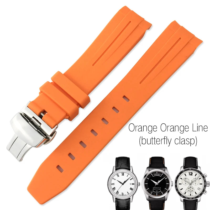 Correa de reloj de caucho y silicona, 19mm 20mm 21mm, adecuada para Tissot 1853 le-locle T006 seastar T120 Omega, cierre desplegable seamaster