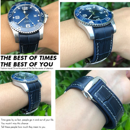 Cinturino per orologio in vera pelle, gomma e silicone, cinturino per orologio in nylon, adatto per Longines L3, Conquest, HUAWEI GT2, Samsung, 22mm, 21mm, 20mm, 19mm