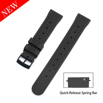 Premium Embossed FKM Watch Strap, 20mm 22mm, Quick Release Fluoro Rubber for Traditional Dive Watch