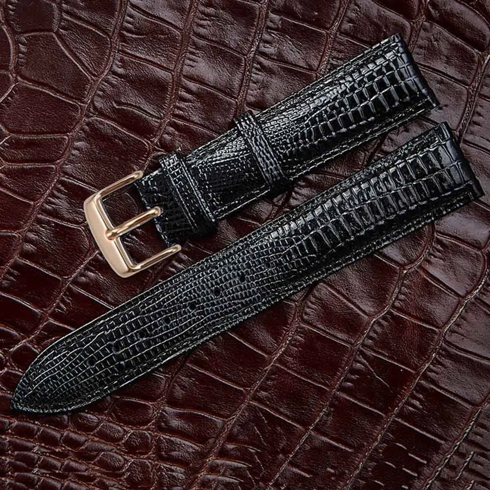 Bracelet de montre en cuir Texture lézard, boucle ardillon, pour femmes et hommes, 12mm 14mm 16mm 18mm 20mm 22mm 24mm