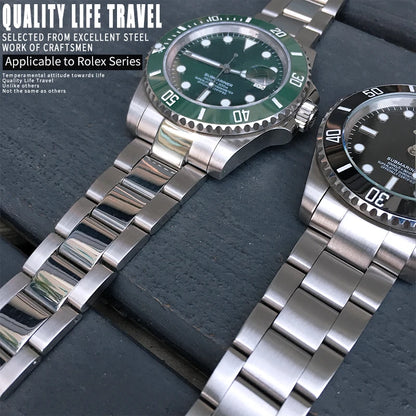 Bracelet de montre à extrémité incurvée en acier inoxydable pour Rolex Submariner, bracelet solide complet, accessoires de bracelet de montre, haute qualité, 20mm