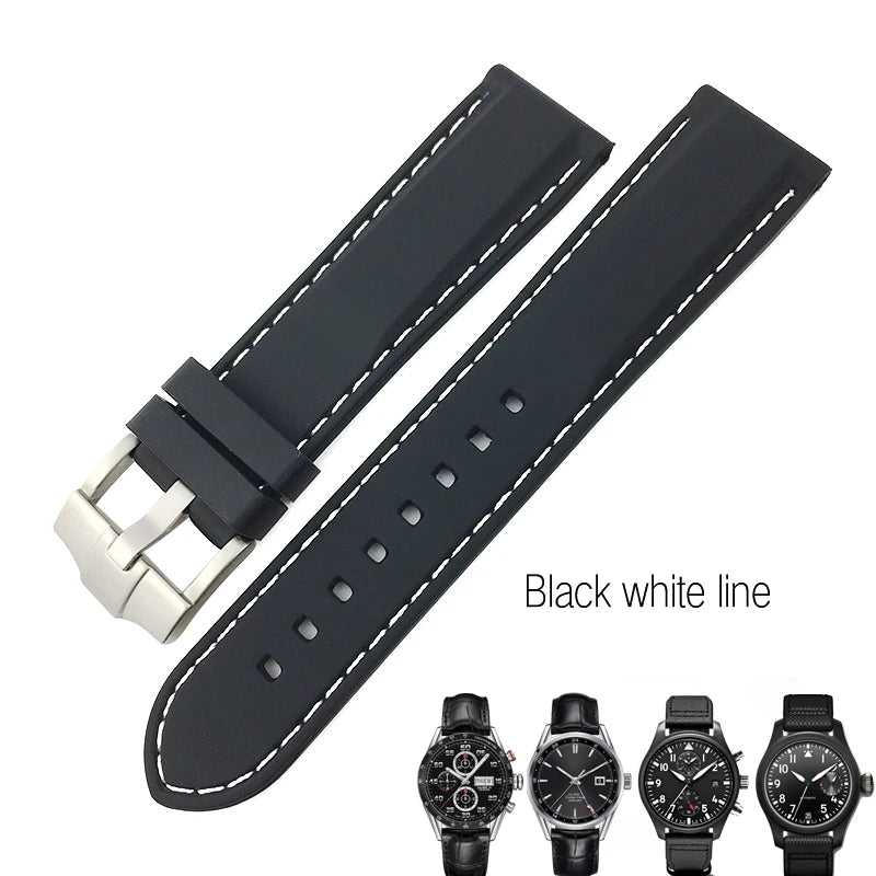Correa de reloj flexible de caucho de silicona para hombre, correas de reloj de buceo, compatible con Hamilton, SEIKO, skx, Timex, Tag Heuer, IWC, CITIZEN, 20mm, 21mm, 22mm, 23mm, 24mm