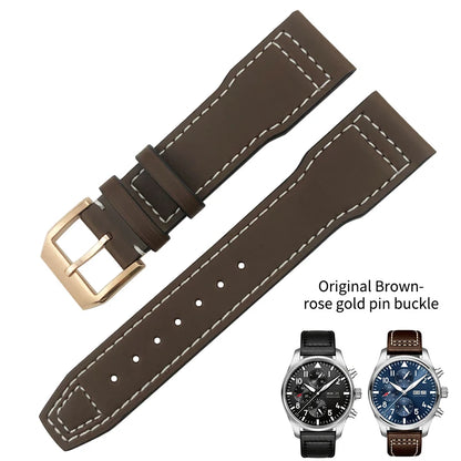 Bracelet de montre en cuir de vachette véritable, bracelet de montre marron souple, fermoir Tang, adapté pour IWC Pilot Mark 18, haute qualité, 20mm, 21mm, 22mm