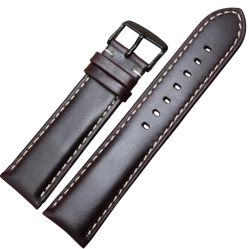 Uhrenarmband aus echtem Leder schwarz dunkelbraun 18 19 20 21 22 24 mm Uhrenarmbänder für Damen und Herren polierte Schließe Relojes Hombre