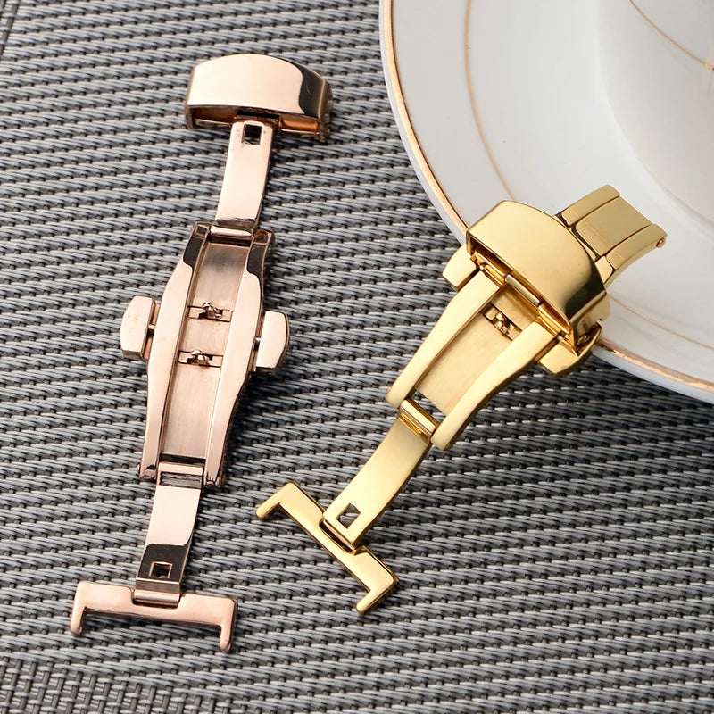 Fibbia pieghevole a farfalla automatica, doppio clic, fibbia in acciaio inossidabile per cinturino da orologio da 16mm 18mm 20mm 22mm, attrezzo in omaggio
