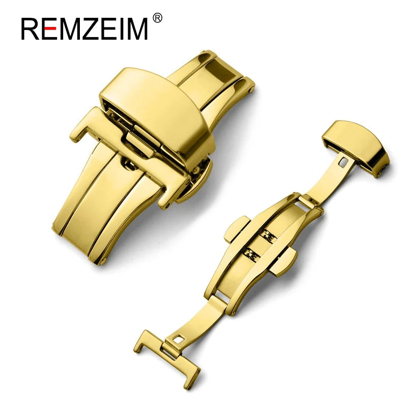 Fibbia pieghevole a farfalla automatica, doppio clic, fibbia in acciaio inossidabile per cinturino da orologio da 16mm 18mm 20mm 22mm, attrezzo in omaggio