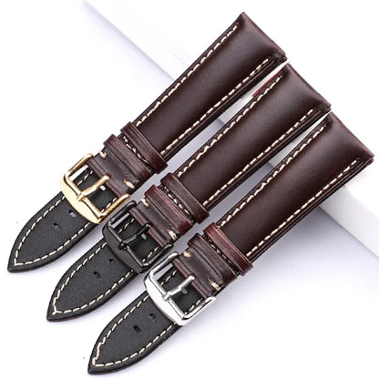 Uhrenarmband aus echtem Leder schwarz dunkelbraun 18 19 20 21 22 24 mm Uhrenarmbänder für Damen und Herren polierte Schließe Relojes Hombre