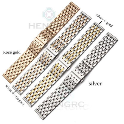 Bracelet de montre en acier inoxydable, 20mm 22mm, pour hommes et femmes, extrémité droite, argent, Rose, or, fermoir, accessoires