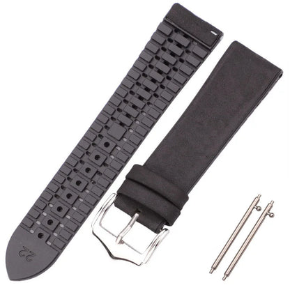 Bracelet de montre en cuir véritable pour hommes et femmes, en caoutchouc et Silicone, étanche et respirant, boucle, accessoires d'horloge 18 20 22mm