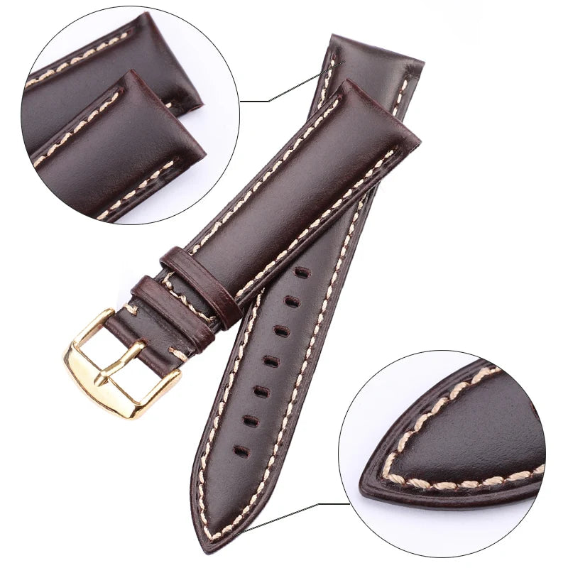 Uhrenarmband aus echtem Leder schwarz dunkelbraun 18 19 20 21 22 24 mm Uhrenarmbänder für Damen und Herren polierte Schließe Relojes Hombre