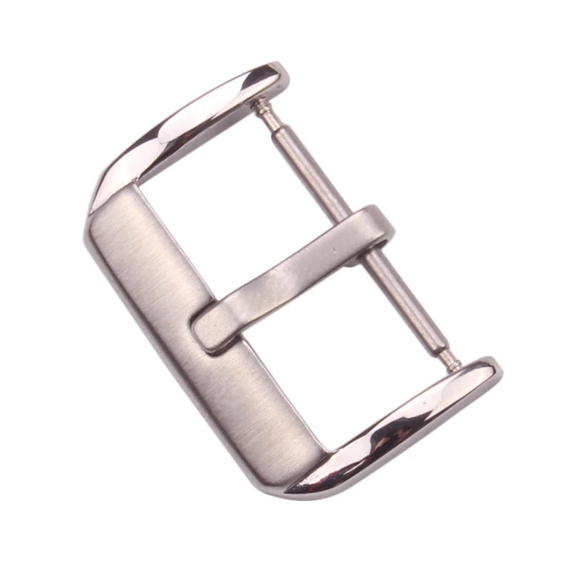 Boucle ardillon de montre en acier inoxydable brossé moyen, 16mm 18mm 20mm 22mm, argent or noir, bracelet de montre en cuir, accessoires de fermoir
