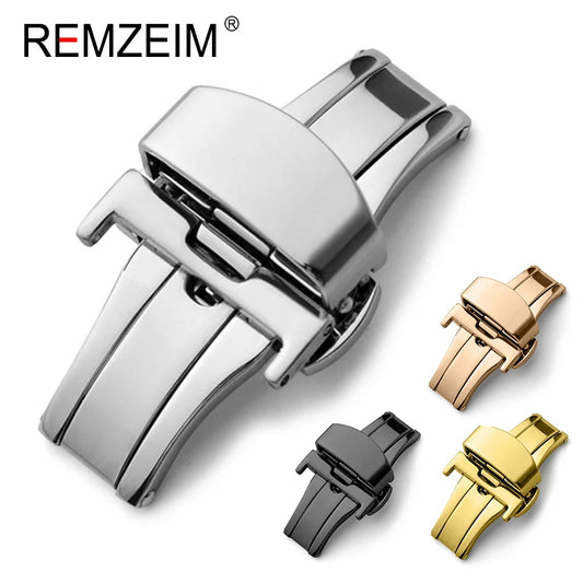 Fibbia pieghevole a farfalla automatica, doppio clic, fibbia in acciaio inossidabile per cinturino da orologio da 16mm 18mm 20mm 22mm, attrezzo in omaggio