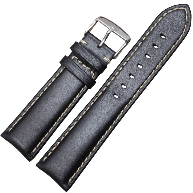 Uhrenarmband aus echtem Leder schwarz dunkelbraun 18 19 20 21 22 24 mm Uhrenarmbänder für Damen und Herren polierte Schließe Relojes Hombre