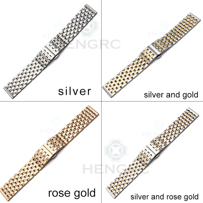 Bracelet de montre en acier inoxydable, 20mm 22mm, pour hommes et femmes, extrémité droite, argent, Rose, or, fermoir, accessoires