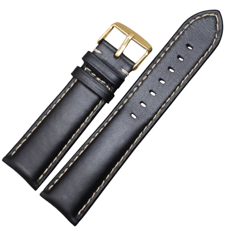Uhrenarmband aus echtem Leder schwarz dunkelbraun 18 19 20 21 22 24 mm Uhrenarmbänder für Damen und Herren polierte Schließe Relojes Hombre