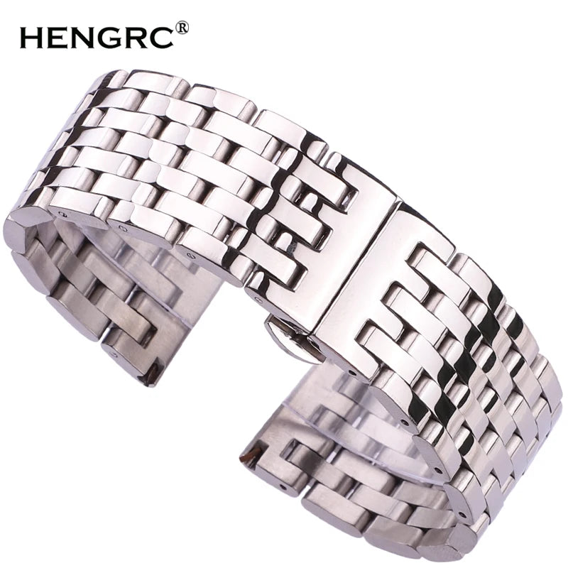 Bracelet de montre en acier inoxydable, 20mm 22mm, pour hommes et femmes, extrémité droite, argent, Rose, or, fermoir, accessoires