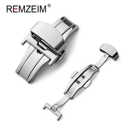 Fibbia pieghevole a farfalla automatica, doppio clic, fibbia in acciaio inossidabile per cinturino da orologio da 16mm 18mm 20mm 22mm, attrezzo in omaggio