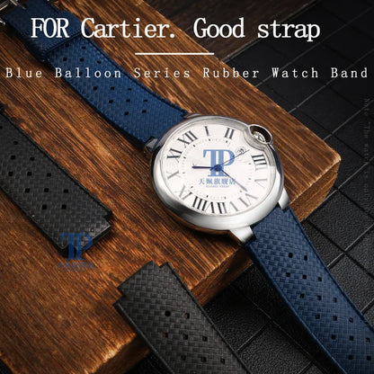 Rubber watch strap with convex interface, for handcrafted blue balloon/WSBB0025/W6920085