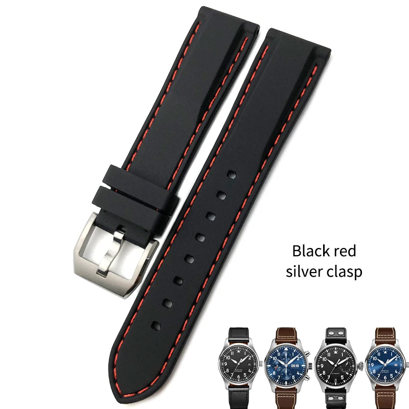 Bracelet de montre en caoutchouc et Silicone, 20/21/22mm, adapté pour IWC MARK Pilot Spitfire PORTOFINO IW 377701   IW 356501   Bracelets IW327 pour hommes