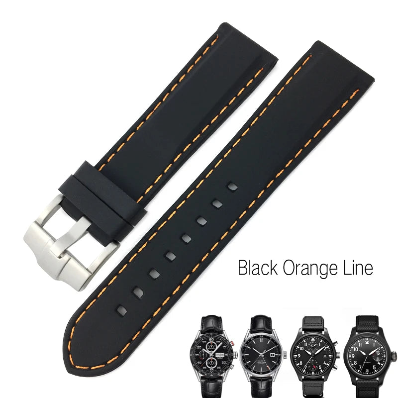 Correa de reloj flexible de caucho de silicona para hombre, correas de reloj de buceo, compatible con Hamilton, SEIKO, skx, Timex, Tag Heuer, IWC, CITIZEN, 20mm, 21mm, 22mm, 23mm, 24mm