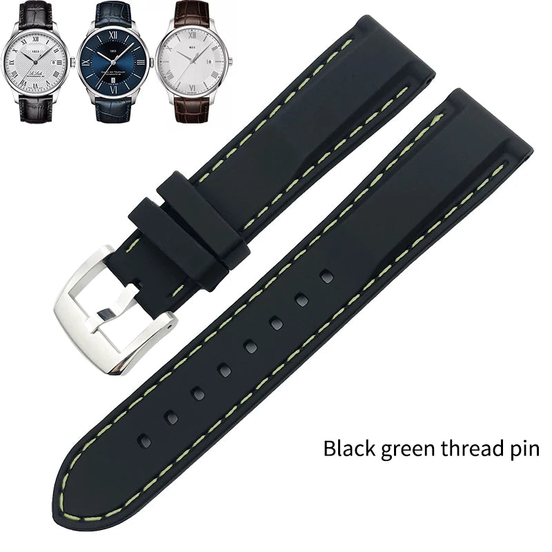 Rubber and Silicone Watch Strap, 19mm 20mm 21mm 22mm, for Tissot Le Locle T063, Soft and Waterproof, Stainless Steel Buckle