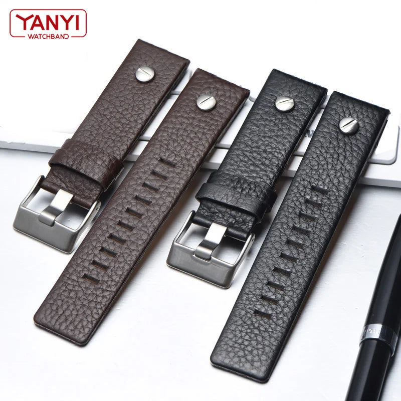 Genuine Leather Watch Strap 22 24 26 27 28 30 32mm, for Diesel DZ7370 DZ7313 DZ7413 DZ7257, leather watch band