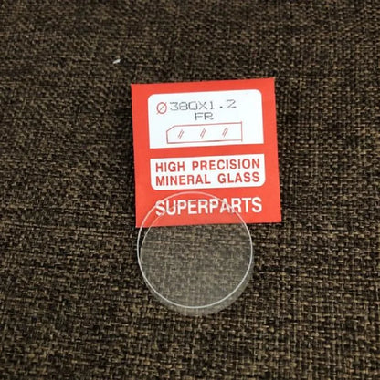 Flat Type Mineral glass set, 1.2mm thickness, 23.5mm-38mm, round watch crystal with 0.4mm thickness 1.05mm height, plastic gasket