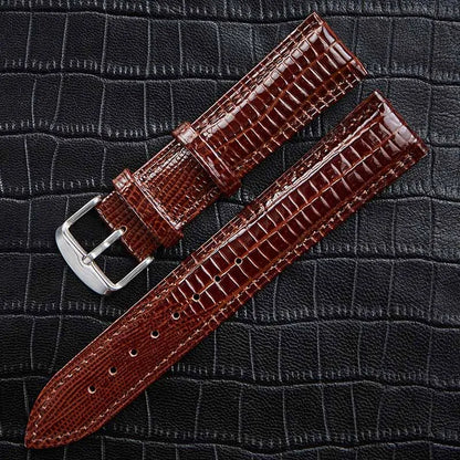 Bracelet de montre en cuir Texture lézard, boucle ardillon, pour femmes et hommes, 12mm 14mm 16mm 18mm 20mm 22mm 24mm