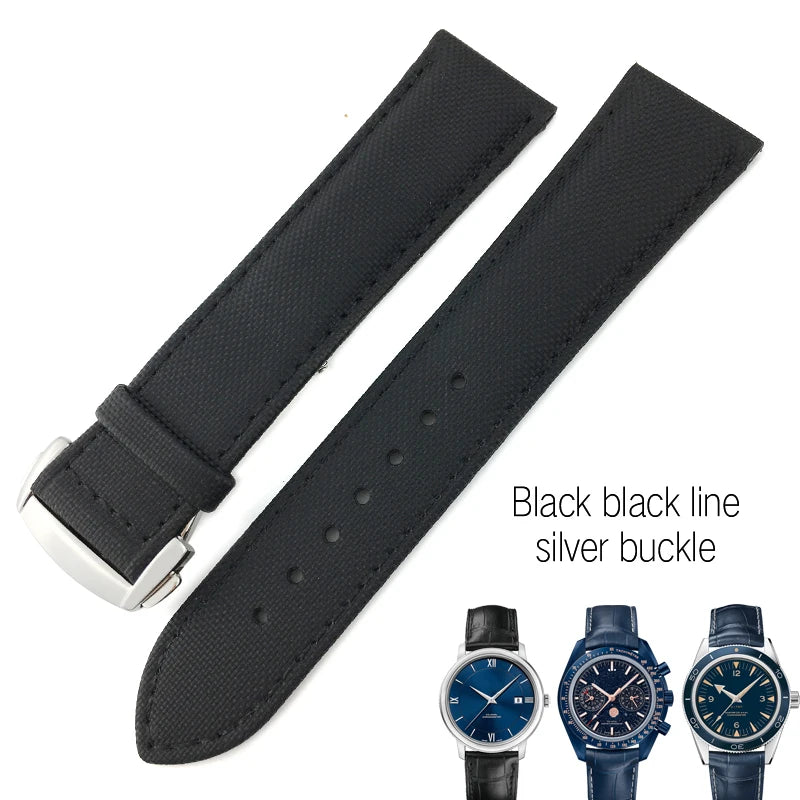 Cinturino di ricambio per orologio astronomico in tela e pelle per Omega Seam84300, Planet-Ocean SeATM, cinturino in nylon Hamilton, 20mm, 22mm, 19mm, 21mm