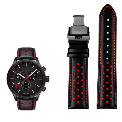 Men's circular leather watch strap, bracelet accessories, fits 1853 Tissot T116.617.36.051 NBA, co-branded, first layer