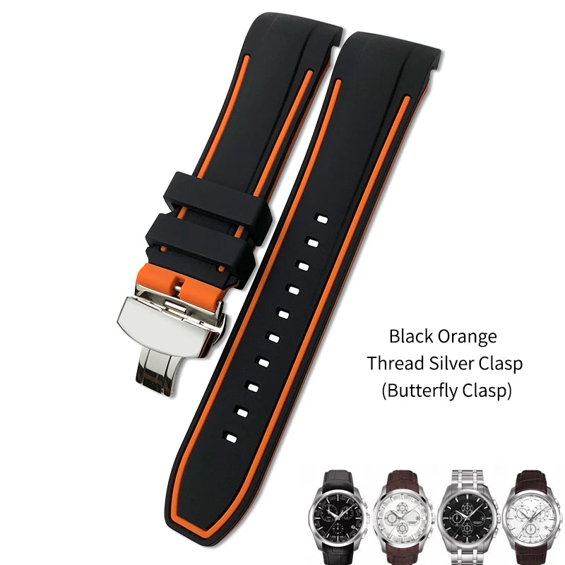 Uhrenarmband aus Kautschuk und Silikon mit gebogenem Anstoß, für Tissot T035 T035617, weiches Armband mit Schmetterlingsschließe, 23 mm 24 mm