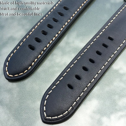 Bracelet de montre en cuir de vachette véritable pour homme, bracelet à boucle ardillon, spécial pour PANERAI LUMINOR 1950 Gstuff SUBMERSIBLE PAM441 PAM438, 24mm