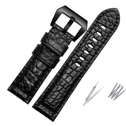 Men's Crocodile Watch Strap, Genuine Leather Watch Band, Black, Brown, High Quality, Panerai 441, 24mm, 26mm, 22mm
