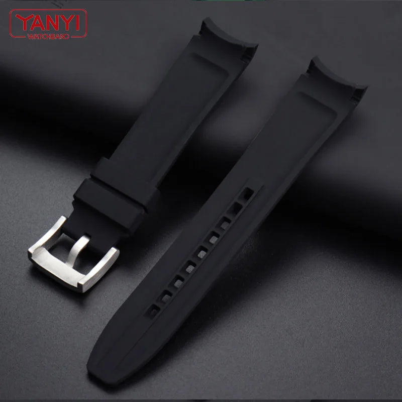 Bracelet de montre en caoutchouc de haute qualité 18mm 20mm 21mm 22mm pour montres Seiko Omega Moonswatch Rolex, bracelet à extrémités courbes