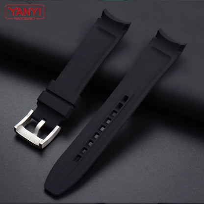 Bracelet de montre en caoutchouc de haute qualité 18mm 20mm 21mm 22mm pour montres Seiko Omega Moonswatch Rolex, bracelet à extrémités courbes