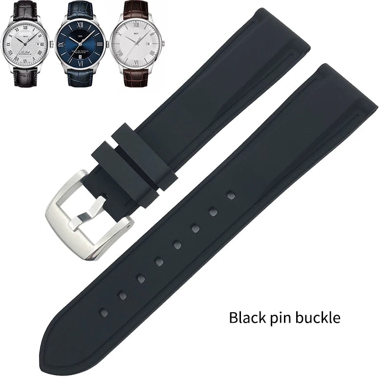 Rubber and Silicone Watch Strap, 19mm 20mm 21mm 22mm, for Tissot Le Locle T063, Soft and Waterproof, Stainless Steel Buckle