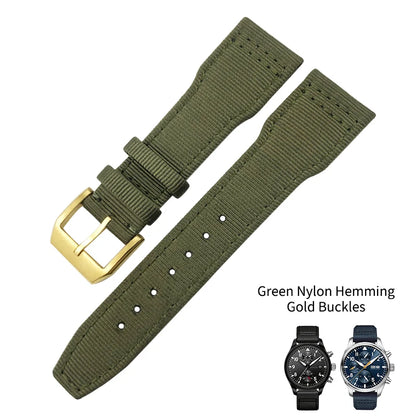 Bracelet de montre en cuir véritable avec boucle ardillon, tissu en nylon, convient aux montres IWC, Spitfire Pilot Mark 18 TOP GUN Strap, 20mm, 21mm, 22mm