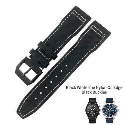 Bracelet de montre en cuir véritable avec boucle ardillon, tissu en nylon, convient aux montres IWC, Spitfire Pilot Mark 18 TOP GUN Strap, 20mm, 21mm, 22mm