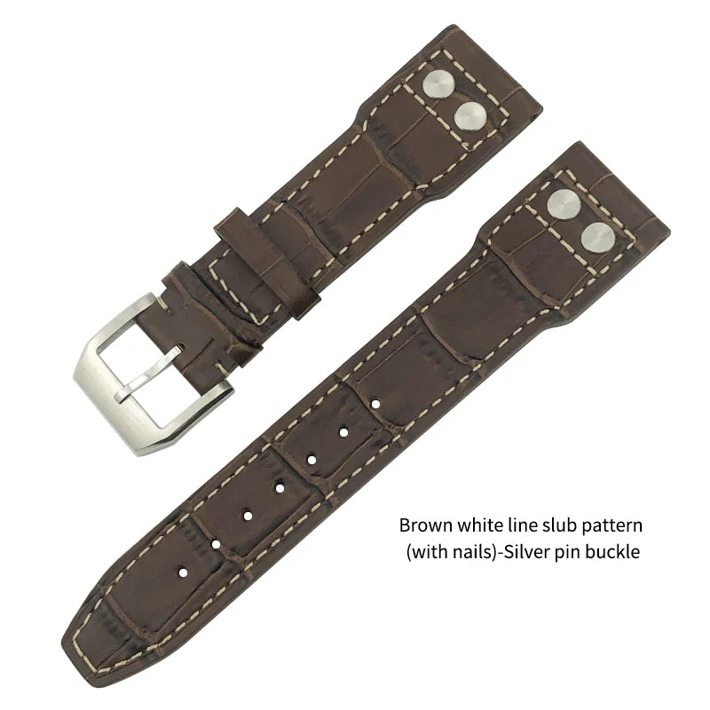 Bracelet de montre en cuir de vachette véritable, bracelet de montre marron souple, fermoir Tang, adapté pour IWC Pilot Mark 18, haute qualité, 20mm, 21mm, 22mm