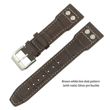 Bracelet de montre en cuir de vachette véritable, bracelet de montre marron souple, fermoir Tang, adapté pour IWC Pilot Mark 18, haute qualité, 20mm, 21mm, 22mm