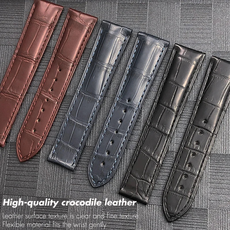 Bracelet De montre en cuir Crocodile, adapté pour Omega De Ville coaster Constellation 18mm 19mm 20mm 21mm 22mm, bracelet en peau d'alligator véritable