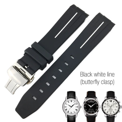 Correa de reloj de caucho y silicona, 19mm 20mm 21mm, adecuada para Tissot 1853 le-locle T006 seastar T120 Omega, cierre desplegable seamaster