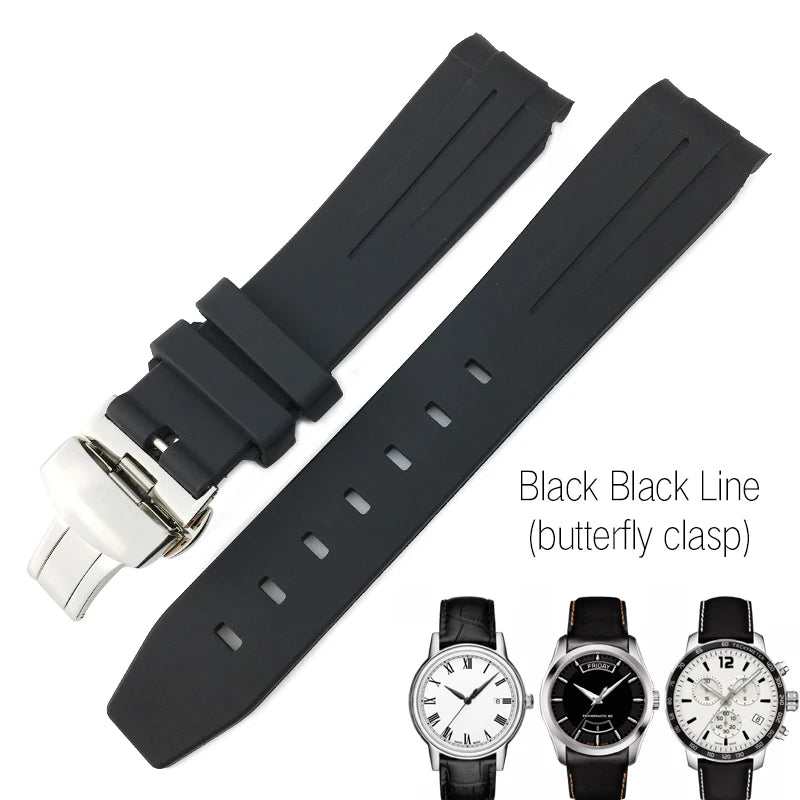 Correa de reloj de caucho y silicona, 19mm 20mm 21mm, adecuada para Tissot 1853 le-locle T006 seastar T120 Omega, cierre desplegable seamaster