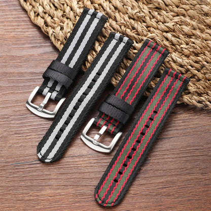 Bracelet de montre en Nylon à rayures classiques, 20mm 22mm, ceinture de sécurité brillante, libération rapide, Sport souple, accessoires de montre