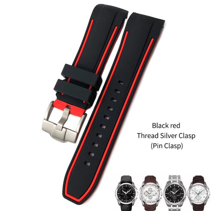 Uhrenarmband aus Kautschuk und Silikon mit gebogenem Anstoß, für Tissot T035 T035617, weiches Armband mit Schmetterlingsschließe, 23 mm 24 mm