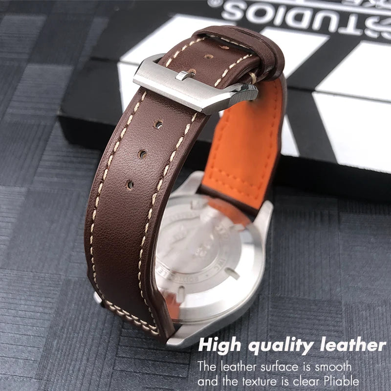 Bracelet de montre en cuir de vachette véritable, bracelet de montre marron souple, fermoir Tang, adapté pour IWC Pilot Mark 18, haute qualité, 20mm, 21mm, 22mm