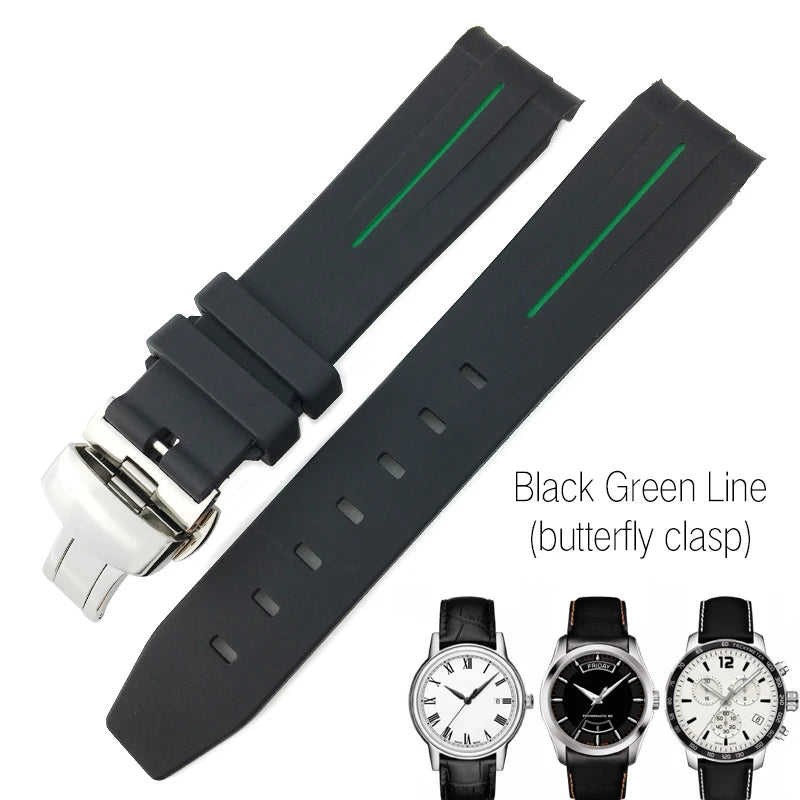 Correa de reloj de caucho y silicona, 19mm 20mm 21mm, adecuada para Tissot 1853 le-locle T006 seastar T120 Omega, cierre desplegable seamaster