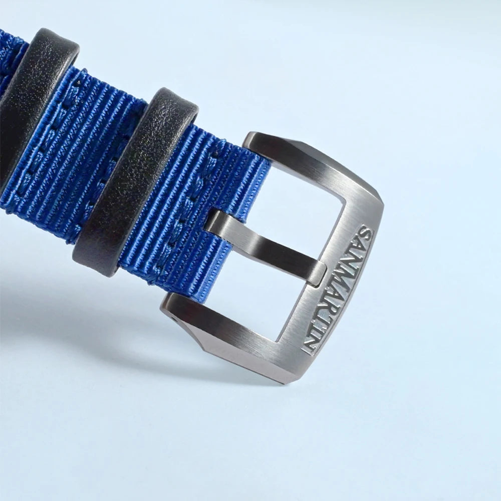 San Martin Quick Release Watch Strap Double Layer High Quality Nylon Strap Fashion Rivet Stitching Design 20mm 22mm Watch Parts