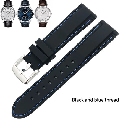Rubber and Silicone Watch Strap, 19mm 20mm 21mm 22mm, for Tissot Le Locle T063, Soft and Waterproof, Stainless Steel Buckle