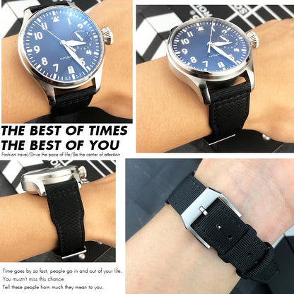 Bracelet de montre en cuir véritable avec boucle ardillon, tissu en nylon, convient aux montres IWC, Spitfire Pilot Mark 18 TOP GUN Strap, 20mm, 21mm, 22mm